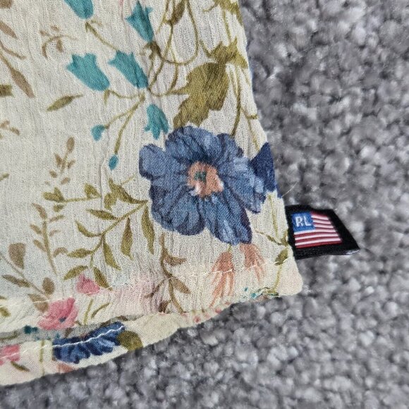 Ralph Lauren Polo Jeans Company 100% Silk Cream Floral Button-Up Shirt Fairycore - Picture 6 of 9